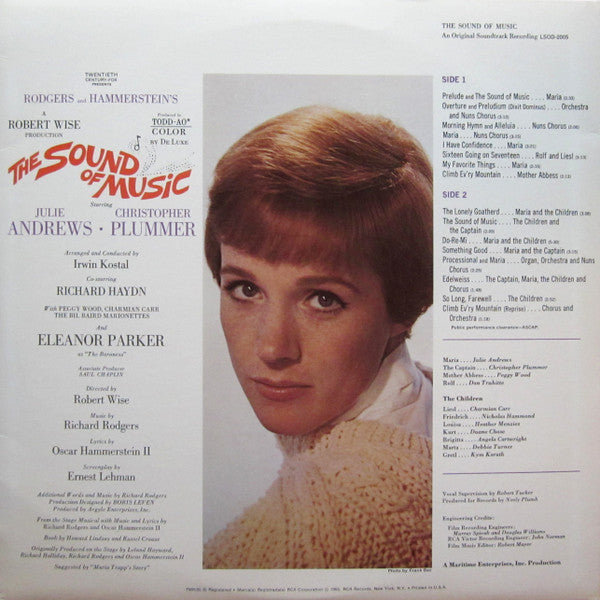 Rodgers And Hammerstein* / Julie Andrews, Christopher Plummer, Irwin Kostal : The Sound Of Music (An Original Soundtrack Recording) (LP, Album, RE, Ind)