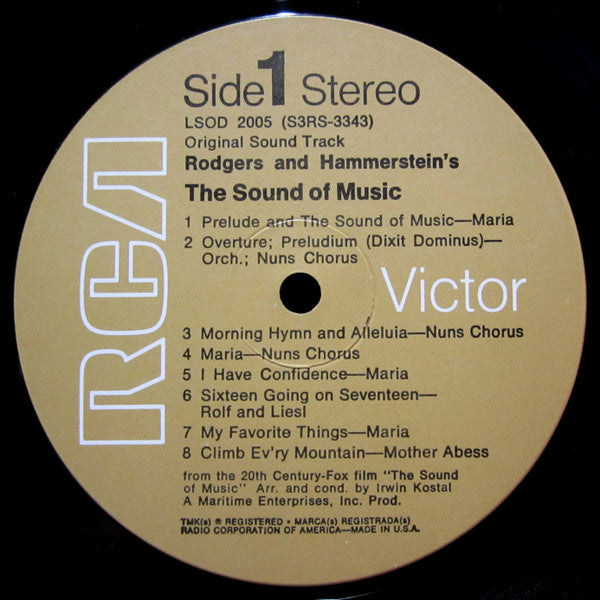 Rodgers And Hammerstein* / Julie Andrews, Christopher Plummer, Irwin Kostal : The Sound Of Music (An Original Soundtrack Recording) (LP, Album, RE, Ind)