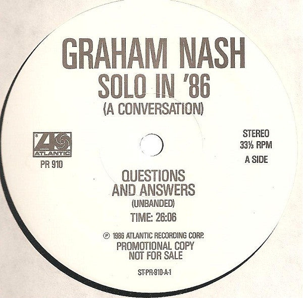 Graham Nash : Solo In '86 (A Conversation) (LP, Album, Promo)