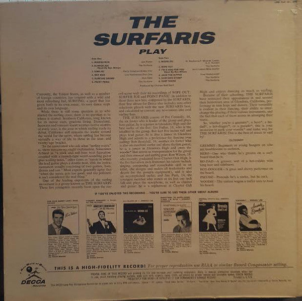 The Surfaris : Play (LP, Album, Mono)