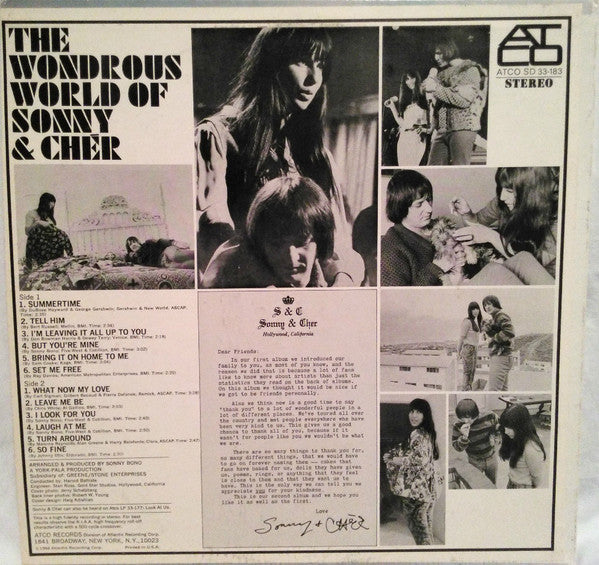 Sonny & Cher : The Wondrous World Of Sonny & Cher (LP, Album)