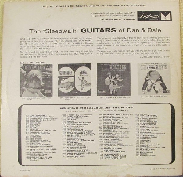 The "Sleepwalk" Guitars Of Dan & Dale* : Theme From Thunderball And Other Themes (LP, Album)