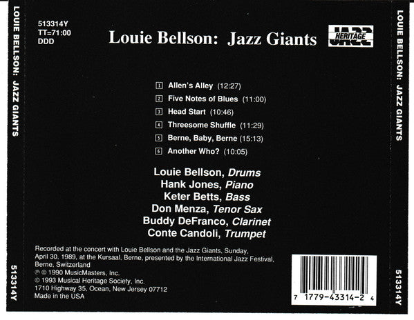 Louie Bellson* : Jazz Giants (CD, Album)