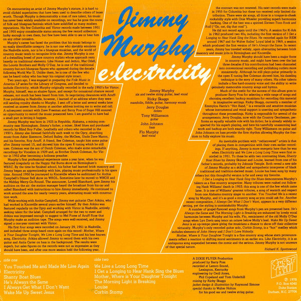 Jimmy Murphy (2) : Electricity (LP, Album, Sma)