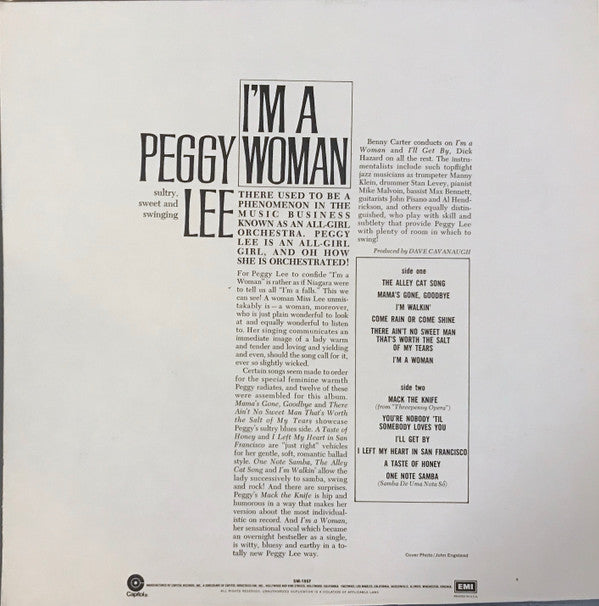 Peggy Lee : I'm A Woman (LP, Album, RE)
