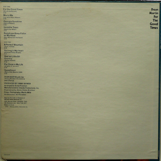 Dean Martin : For The Good Times (LP, Album)