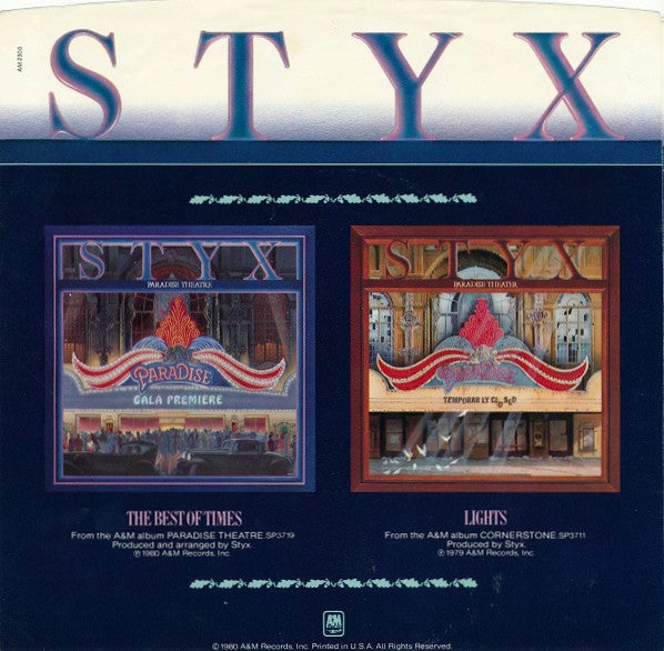 Styx : The Best Of Times (7", Single, Styrene, Y, )