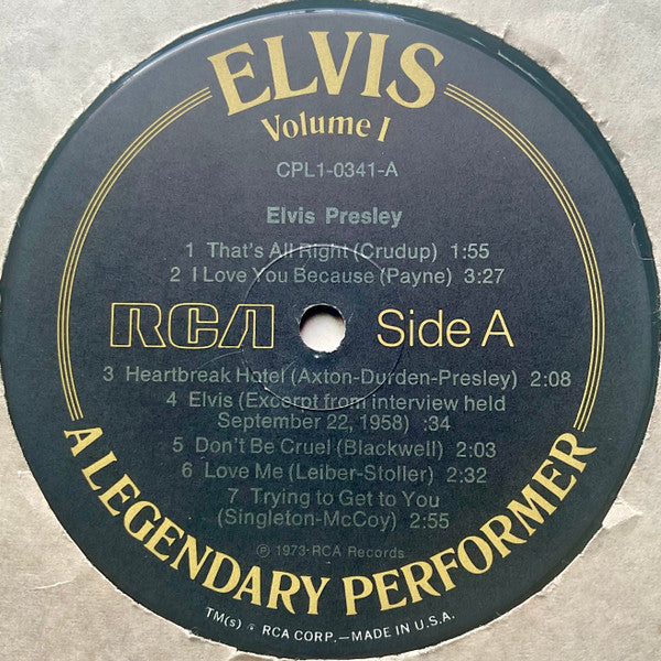 Elvis Presley : A Legendary Performer - Volume 1 (LP, Comp, Ind)