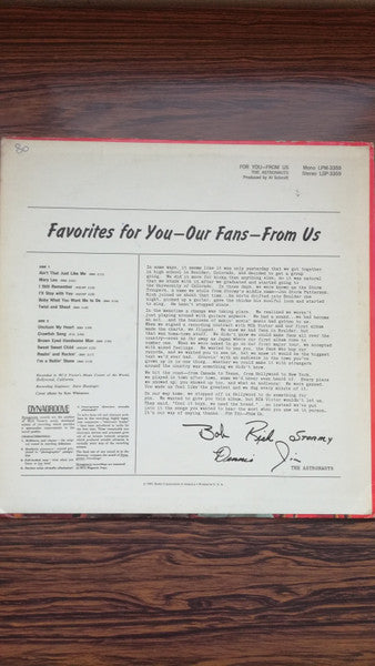 The Astronauts (3) : For You From Us (LP, Album, Ind)