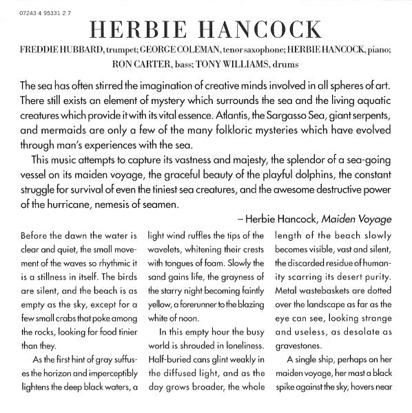 Herbie Hancock : Maiden Voyage (CD, Album, RE, RM)