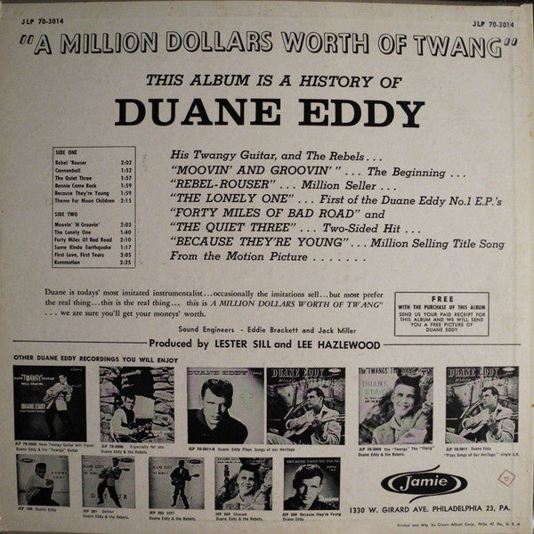 Duane Eddy His "Twangy" Guitar & The Rebels* : $1,000,000.00 Worth Of Twang (LP, Album)