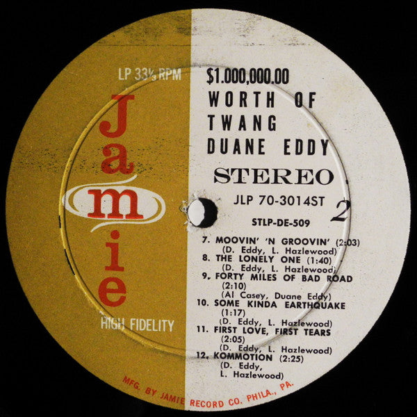 Duane Eddy His "Twangy" Guitar & The Rebels* : $1,000,000.00 Worth Of Twang (LP, Album)