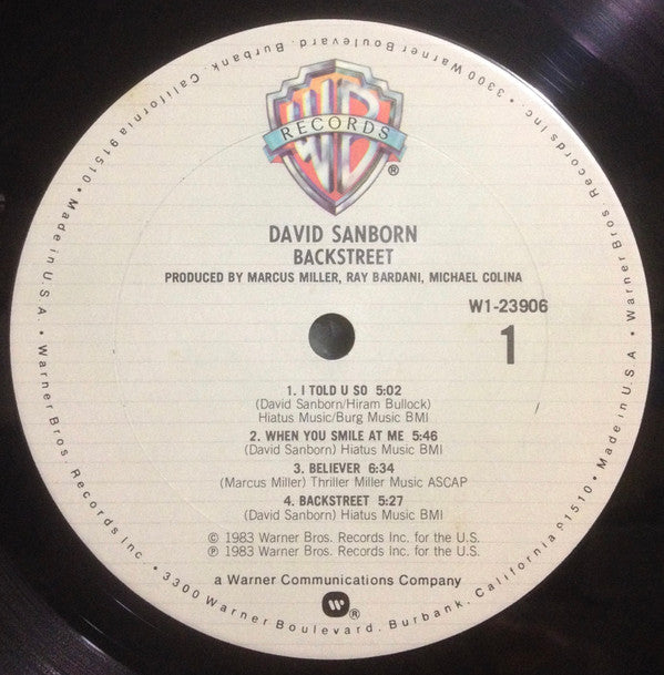 David Sanborn : Backstreet (LP, Album, Club)