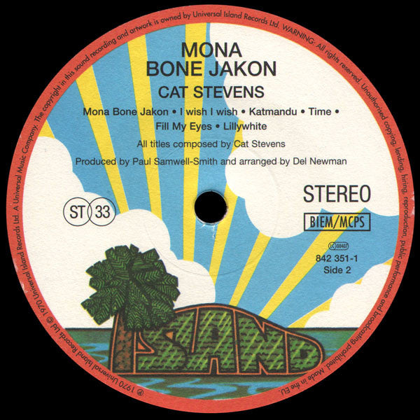 Cat Stevens : Mona Bone Jakon (LP, Album, RE)