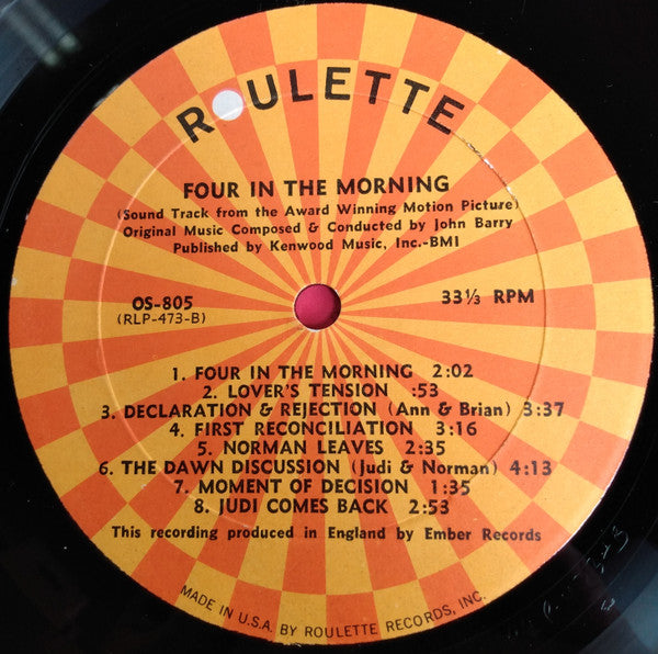 John Barry : Four In The Morning (LP, Album, Mono)