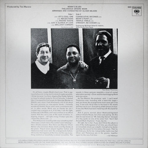Thelonious Sphere Monk* : Monk's Blues (LP, Album, RE)