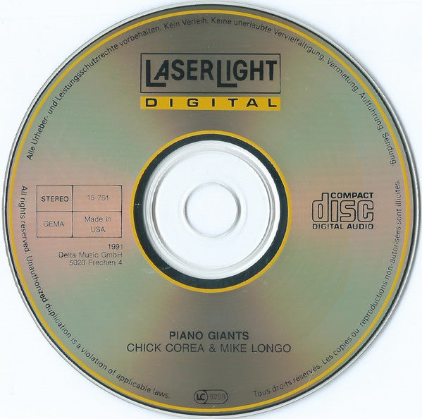 Chick Corea & Mike Longo* : Piano Giants (CD, Comp)