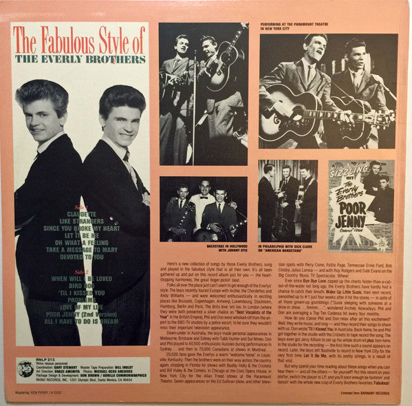The Everly Brothers* : The Fabulous Style Of The Everly Brothers (LP, Comp, RE)