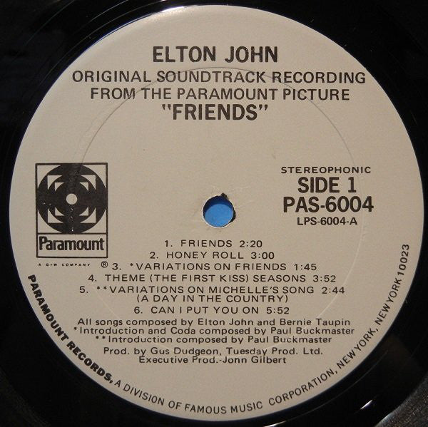 Elton John : Friends (Original Soundtrack Recording) (LP, Album, RE)