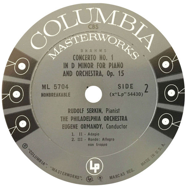 Rudolf Serkin / Eugene Ormandy Conducts The Philadelphia Orchestra / Brahms* : Piano Concerto No.1 In D Minor (LP, Mono)