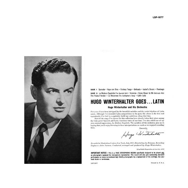 Hugo Winterhalter : Hugo Winterhalter Goes . . . Latin (LP, Album)