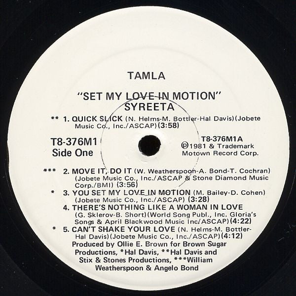 Syreeta : Set My Love In Motion (LP, Album, Promo)