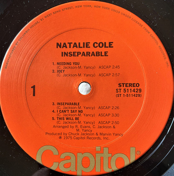 Natalie Cole : Inseparable (LP, Album, Club, San)