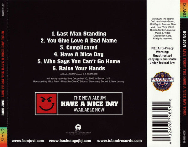 Bon Jovi : Live From The Have A Nice Day Tour (CD, EP, Ltd, Wal)