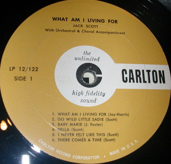 Jack Scott : What Am I Living For! (LP, Album, Mono)