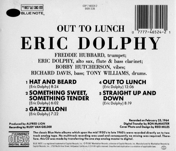 Eric Dolphy : Out To Lunch! (CD, Album, RE)