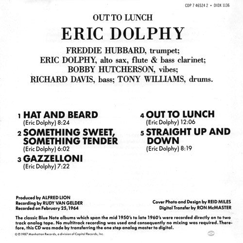 Eric Dolphy : Out To Lunch! (CD, Album, RE)