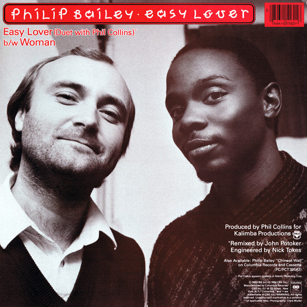 Philip Bailey Duet With Phil Collins / Philip Bailey : Easy Lover (Extended Dance Remix) b/w Woman (12", Single)