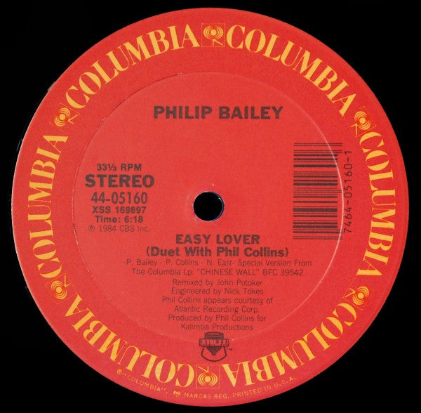 Philip Bailey Duet With Phil Collins / Philip Bailey : Easy Lover (Extended Dance Remix) b/w Woman (12", Single)