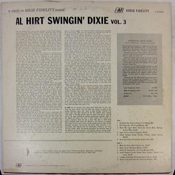Al Hirt : Swingin' Dixie Volume 3 (LP, Album, Mono, Club)