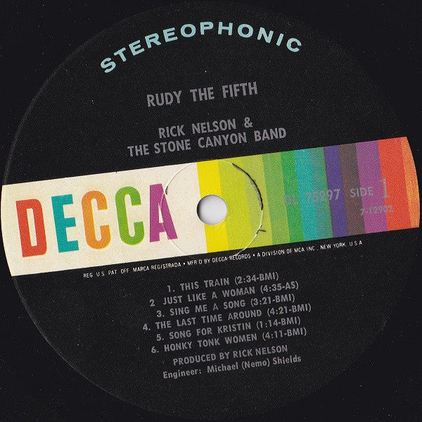 Rick Nelson & The Stone Canyon Band : Rudy The Fifth (LP, Album, Glo)