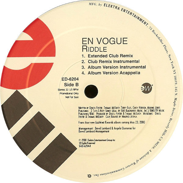 En Vogue : Riddle (12", Promo)