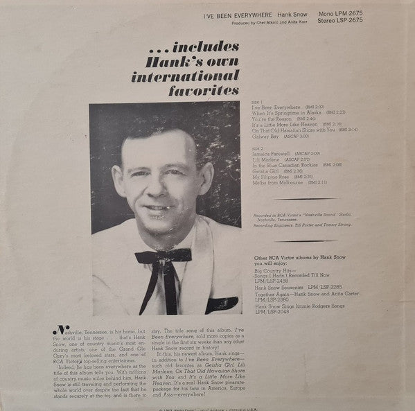 Hank Snow : I've Been Everywhere (LP, Album)