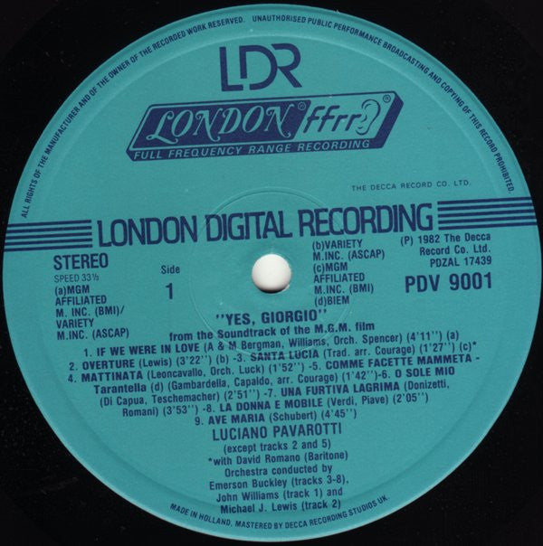 Luciano Pavarotti : Yes, Giorgio (LP, Album, Gat)
