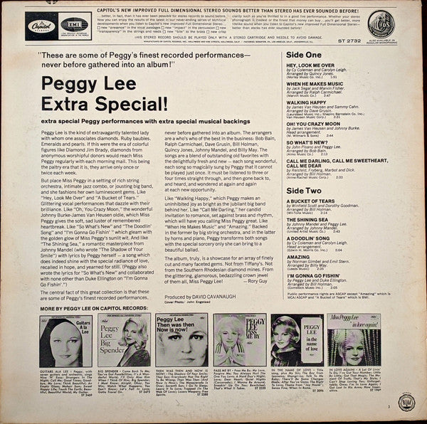 Peggy Lee : Extra Special! (LP, Album, Comp, Scr)