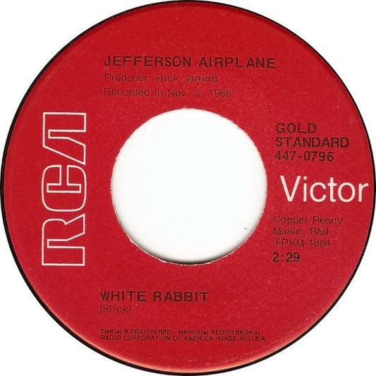 Jefferson Airplane : White Rabbit / Somebody To Love (7", Single, RE)