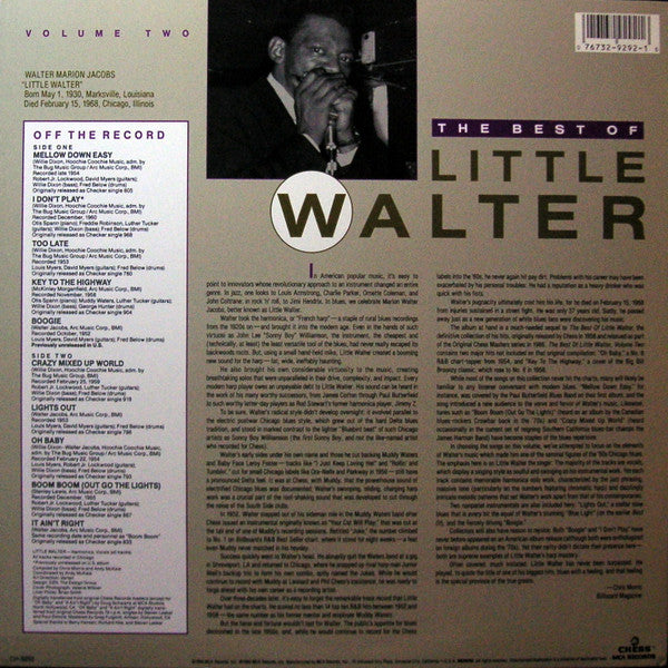 Little Walter : The Best Of Little Walter Volume Two (LP, Comp, Mono, Pin)