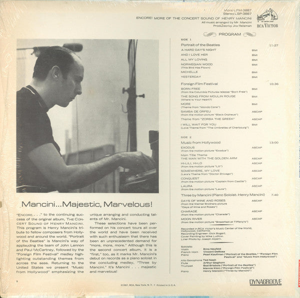 Henry Mancini : Encore! More Of The Concert Sound Of Henry Mancini (LP, Album)