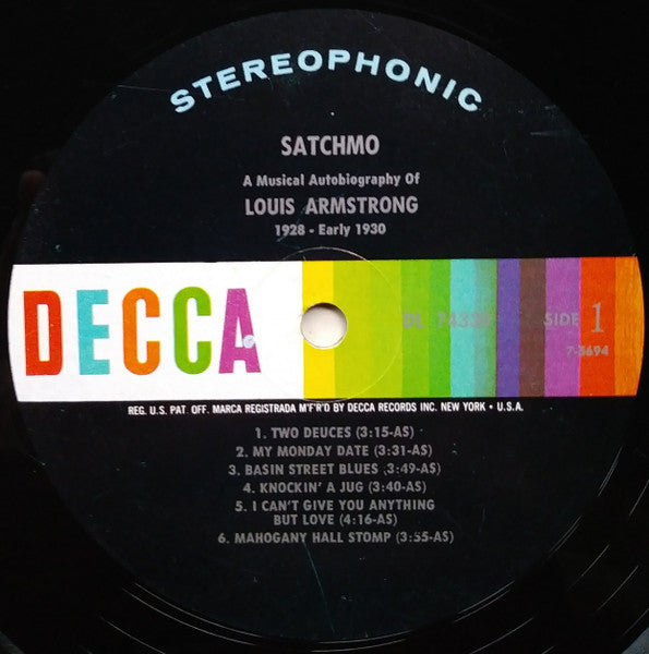 Louis Armstrong : Satchmo A Musical Autobiography Of Louis Armstrong (1928- Early 1930) (LP, Comp)