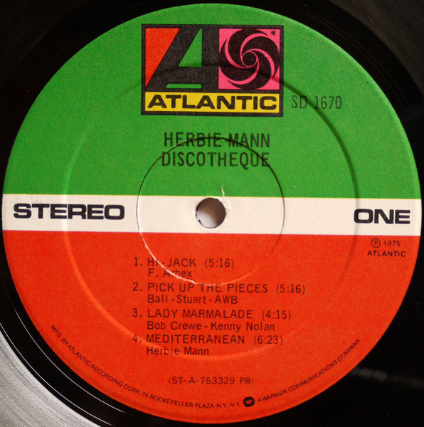 Herbie Mann : Discothèque (LP, Album, PR)