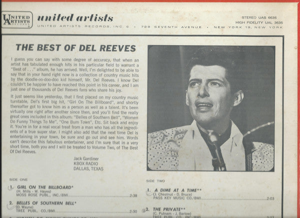 Del Reeves : The Best Of Del Reeves (LP, Comp)