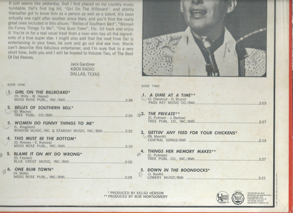 Del Reeves : The Best Of Del Reeves (LP, Comp)