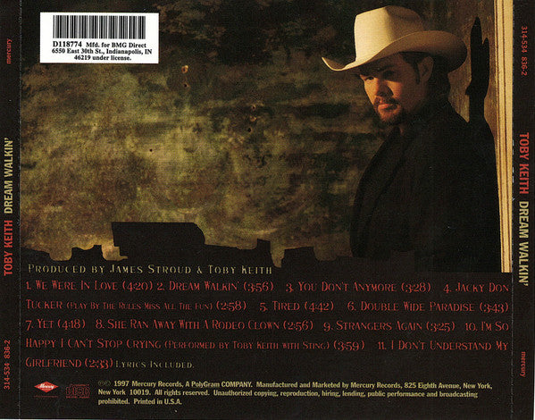 Toby Keith : Dream Walkin' (CD, Album, Club)