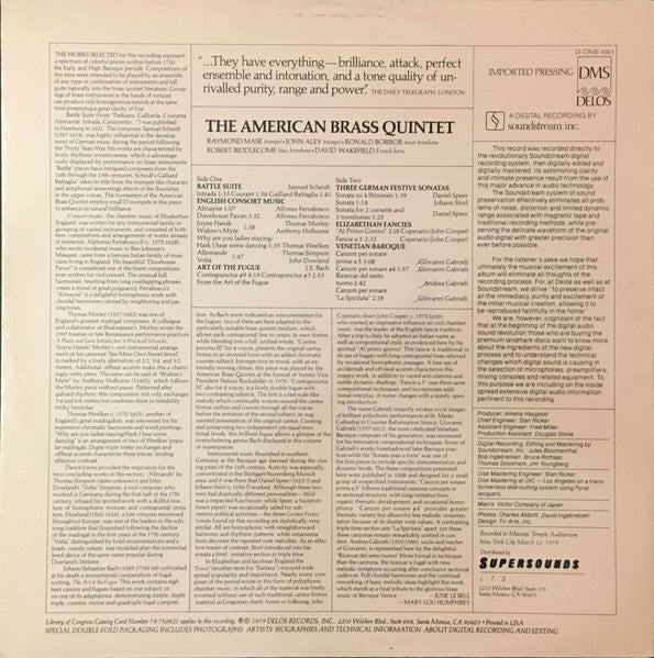 American Brass Quintet : Plays Renaissance Elizabethan And Baroque Music (LP, Album, Gat)