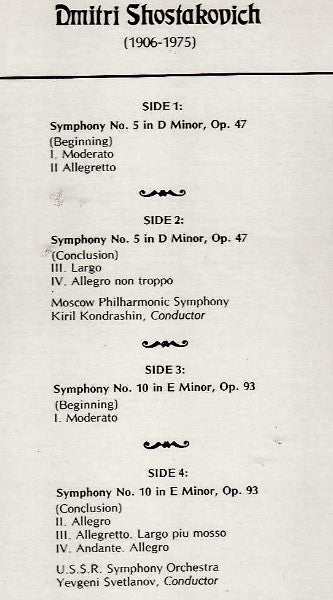 Dmitri Shostakovich : Symphony No.5 / Symphony No. 10 (2xLP, Comp)