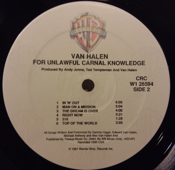 Van Halen : For Unlawful Carnal Knowledge (LP, Album, Club)